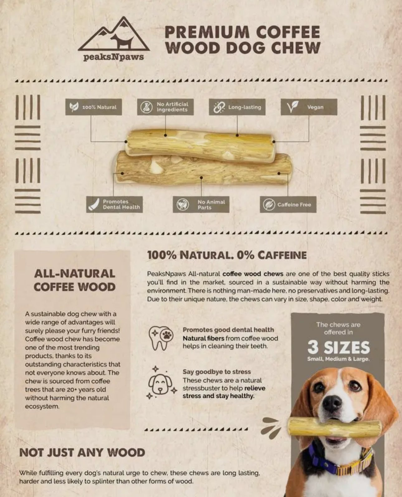 Coffee Wood Dog Chews